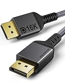 Maxonar 16K DisplayPort 2.1 Kabel 3M DP 2.0 Kabel 16K@60Hz,10K@60Hz,8K@120Hz, 4K@240Hz/165Hz/144Hz 80Gbps HDR10 HDCP DSC 1.2a FreeSync G-Sync Display Port 2.1 Kabel für Gaming Monitor