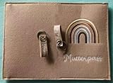 Comioke Mutterpasshülle, Mutterpass Schutzhülle, Mutterkindpasshülle für Deutschen, Mutterpass Organizer mit Fächern von Ultraschallbild, Impfpass, Versichertenkarte usw (Filz, Beige)