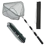 Sporgo Einziehbares Falten Kescher Angeln: 130CM Teleskop Kescher Dreieck Angelkescher, Fischernetz mit Aufbewahrungstasche, Tragbar Fischkescher für Angeln im Freien, Aquarium, Teichboje