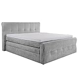Riess Ambiente Design Boxspringbett SIGNUM - 180x200cm - grau - Chenille inkl. Topper Matratzen Bettkasten Bett Gästebett Polsterbett