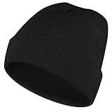 Mugust Beanie Mütze für Herren Damen,Thermo Strickmütze Laufmützen Wintermütze für Damen Herren, Beanie Hat Strickmütze Unisex (Schwarz)