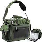 QMBasic Multi ANGELTASCHE inklusive 4 Köder Boxen für Angelzubehör + 1 Multi-Werkzeug