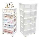 Plastic Durchsichtige Schubladenbox Organizer Drawer Cart Schubladen Container Auf Rädern 5 Große Schubladenschrank Schubladencontainer Rollcontainer Stapelboxen Für Schlafzimmer Bad Weißer