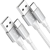 USB A auf USB C Kabel Weiß, 2Stück 1M USBC Ladekabel 3.1A Schnellladung für iPhone 15 16 17 Pro Max, für Samsung Galaxy S24 S23 S22 S21 Plus, A55 A54 A35 A25 A16