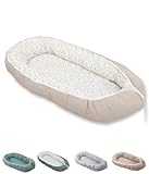 ULLENBOOM Babynest - 100% OEKO-TEX Materialien & Made in EU, Floral Sand - Babynestchen Neugeborene aus kuscheliger Baumwolle, Ideal als Reisebett & Kuschelnest geeignet