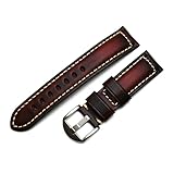 Ygukoj Uhrenarmband, 20 mm, 22 mm, 24 mm, 26 mm, handgefertigt, italienisches Braun, Zwart Blue, Vintage, echtes Leder, kompatibel mit Panerai Huawei Herren-Armband, 18 mm