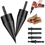Bohrkegel Holzspalter 42mm + 32mm Holzspalter Schraube Kegel Set mit 4 Bohrgriffe Spaltholzkegel Holzspalterbohre, Schraube Kegel Schaft Holzspalter Bohrer Brennholzbohrer für Brennholz