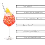 HALM Aperol Spritz Sprüche Glas Strohhalme Holy Aperoli Edition Geschenk - 6 lustige Trinksprüche graviert inkl. Bürste Glasstrohhalm