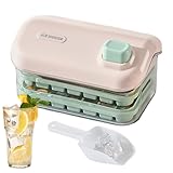 Jsnwernb Eiswürfelform – Doppelschichtige Eiswürfelbox mit Deckel und Schaufel, lebensmittelecht, leicht zu lösen, Kühlwürfel, Bar-Werkzeug für Getränke, kalte Getränke, Tequila, Wodka, Cocktails