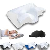 Das Original Dreamsleepz Kissen, 2-in-1 Ergonomisches Kopfkissen, Nackenkissen Kopfkissen für Lindert Nacken und Schulterschmerzen, Orthopädisches Kissen für Seiten, Rücken und Bauchschläfer (Weiß)