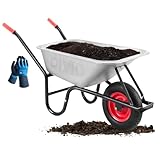 DIVID® Schubkarre 250Kg | 100Liter | Luftreifen mit Stahlfelgen | Schiebkarre | Bauschubkarre | Gartenschubkarre | Transportkarre mit robustem Stahlrahmen (Silber)