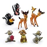 Bambi Mini Figuren Spielzeug Bambi Tortenfigur kuchendeko Tortendeko, Party Kuchen Dekoration Lieferungen, Party Cake Decorations, Kuchen Dekoration Supplies, für Kinder Geburtstag Deko, 7 pcs