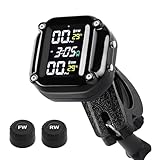 KAOLALI Motorrad TPMS Wireless Reifendrucküberwachungssystem Kabelloser Motorrad Magnetische & USB-Aufladung mit LCD-Display 2 Externen Wasserdicht Sensore Auto-Alarmsystem