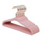 ManGotree Baby Samt Kleiderbügel mit Roségold-Haken, 28cm Kinder Größe, 360 Grad drehbar, Ultra dünn und kein Schlupf Design, 15 Pack (Hellrosa)