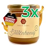 Rohhonig – 3×500g Vorteilspack, Echter Deutscher Honig, naturbelassen & kaltgeschleudert – ungefilterter Blütenhonig aus regionaler Imkerei, ohne Zusätze – vom Imker Pabel