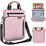 12,9 Zoll Tablet Sleeve Tasche, gepolsterte Schutzhülle Tragetasche für iPad Pro M4 & Air M2 2024, Samsung Galaxy Tab S9 FE+/S9+/S8+/S7 FE/S7+ 12,4 Zoll 2022/2023, Surface Laptop Go 12,4 Zoll, Rosa