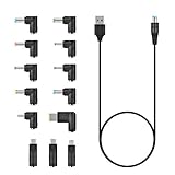 aceyoon Universal DC Netzteil Adapter, 13 Stück 90 Grad DC Hohlstecker und 1M DC Stecker Kabel 3A USB auf DC Hohlstecker Adapterkabel 5.5 x2.1mm 13 DC Adapter Stecker