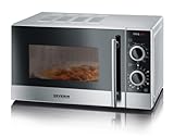 SEVERIN 2-in-1 Mikrowelle mit Grill 700 W, Grillofen mit 9 Automatikprogrammen, Mikrowelle mit Grillrost und Drehteller, silber-schwarz / Edelstahl, MW 7874