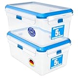 ATHLON TOOLS 2x 5L Frischhaltedosen-Set in Gastro-Qualität - 100% luftdicht und auslaufsicher -40 bis +100 Grad - für alle Lebensmittel - BPA-frei - Vorratsdosen für Kühlschrank [MADE IN EU]