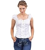 Trachtenbluse Carmen Weiss - Elegante Bluse - Trachten Carmenbluse (38, Weiss)