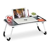 Relaxdays Laptoptisch für Bett & Couch, H x B x T: 26 x 63 x 40 cm, klappbarer Betttisch, Notebooktisch, schwarz/weiß