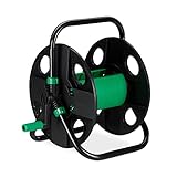 Relaxdays Schlauchtrommel, Wasserschlauchaufroller leer, für 30 m 1/2' Gartenschlauch, HBT 39 x 43 x 30 cm, schwarz-grün