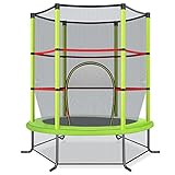 COSTWAY Ø140cm Gartentrampolin mit Sicherheitsnetz, Trampolin bis 45KG belastbar, Indoor-/Outdoortrampolin für Kinder ab 3 Jahre (Grün)