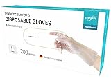 EUROPAPA® 100, 200, 300, 450 Stk Vorteilspack TPE transparenz und blau Einweghandschuhe in Box Einmalhandschuhe latexfrei Gummihandschuhe puderfrei Handschuhe in Gr. S,M,L,XL (Tansparenz-200, L)