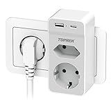 Doppelstecker für Steckdose, 4 in 1 Doppelsteckdose Steckdosenleiste mit USB Steckdosenadapter 2Fach, 4000W 16A Mehrfachsteckdose Ohne Kabel Zweifachstecker Steckdosenverteiler, Grau