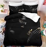 Bettwäsche 135x200cm Schwarz Gold Afrikanerin Bettbezug Set 3 Teilig für Kinder Jugendliche Erwachsene Dekorativ Weiche Microfaser Bettwäsche Bettdeckenbezug und 1pc 80x80cm Kissenbezüge