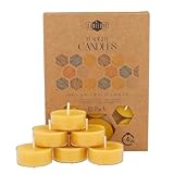 100% Bienenwachskerzen – Bienenwachs Teelichter mit Baumwolldochten – 4 Stunden Brennzeit –12-teiliges Kerzenset – Bienenwachs-Kerzen mit Recyceltem Kunststoff – Reine Bienenwachs Kerzen von Danilovo