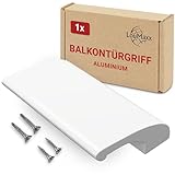 LouMaxx Balkontürgriff außen – Robuster Terrassentür Griff aus Aluminium - Wetterfester, langlebiger Türgriff Pulverbeschichtet in Weiß inkl. Bohrschablone & Montagematerial