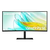 Samsung ViewFinity S65UC Curved Monitor 34 Zoll, Mit Lautsprechern, Bildschirm mit VA-Panel, 3.440 x 1.440 Pixel, Bildwiederholrate 100 Hz, Reaktionszeit 5 ms, 90 W Laden via USB-C, Pivot