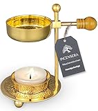 Weihrauchbrenner Räucherstövchen mit Sieb - Gold höhenverstellbar Räucherlampe für Weihrauch, Harze/Kräuter, Robustes Räuchergefäß | Räucherschale, Stövchen, Incense Burner, Räuchern Zubehör