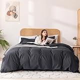 Ventidora 3-teiliges Bettbezug-Set, Kali-King-Size-Bett, 100 % gewaschene Bio-Baumwolle mit Leinengefühl wie strukturiert, luxuriös, weich und atmungsaktiv, Bettwäsche-Set mit Reißverschluss (1