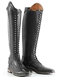 duzhengzhou Reitstiefel für Damen und Herren, Retro-Schnürstiefel aus PU-Leder, Lange Reitstiefel für Anfänger(Schwarz,39)