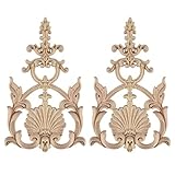 Hezhou Holz Ornament Holzornamente für Möbel Vintage Deko Geschnitztes Holz Skulptur Applique Onlay Lange Geschnitzte Holzschnitzerei Applikation Unbemalte für Möbel (2)