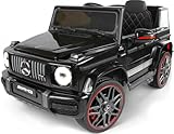 Playhouse Kinder Elektroauto Mercedes G63 AMG 90 Watt, 12V 7ah, Ledersitz, 4 Stoßdämpfer, Eva Räder, Fernbedienung, Kinderauto Kinderfahrzeug (Schwarz)