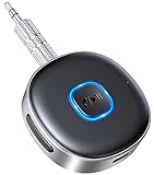 Mohard Bluetooth Adapter Auto, Upgraded Bluetooth 5.3 Empfänger, Stereo Musik, Dualer Kopplung, Freisprechanruf mit 16H Spielzeit, 3,5mm Aux Adapter für Autoradio MP3-Tuner/Headset/Sprecher
