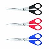 Westcott E-31031 00 Büro-Schere Set mit 3 Stück, 15 cm, blau/rot/schwarz