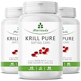 Krillöl Kapseln - 1000mg PURE Krill Öl für 135 Tage - mit Astaxanthin Omega 3-6 EPA DHA Cholin Phospholipide - Moriveda 3x 90 Kapseln