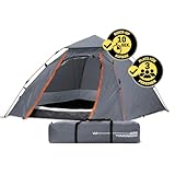 Lumaland Outdoor Pop Up Kuppelzelt Wurfzelt 3 Personen Zelt Camping Festival etc. 215 x 195 x 120 cm robust Grau