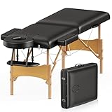 Brelley Mobile Massageliege Klappbar 2 Zone, Höhenverstellbare Professionelle Massagetisch mit Kopfstütze Armlehnen, Für Spa Salon Tattoo Schönheit