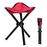 COVVY Outdoor-Stativhocker, tragbar, faltbar, klein, 3-beinig, Segeltuch-Stuhl für Wandern, Camping, Angeln, Picknick, Strand, Grillen, Reisen, Rucksackreisen, Gartensitz (rot)