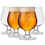 Winter Shore 350 ml Belgisches Beer Glass Set (4er-Pack) - Premium Pint Gläser Set - Biergläser Tulpe - Elegantes Bierglas Craft - Bier Gläser für Kneipen - Craft Beer Glas für Männer