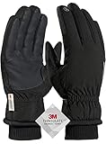 Skihandschuhe Herren, TRENDOUX Hyperwarm wasserdichte Thermo Winterhandschuhe Damen für Frauen 3M Thinsulate gefüttert for Fahrrad Ski Outdoor, Touchscreen Handschuhe - Schwarz M