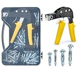 OctBird 72 Stk Montagezange für Hohlraumdübel Set,Dübel Montagezange,Hohlraumdübel Zange Set mit M4/M5 Hohlraum Metalldübel mit Schrauben,Hohlraumdübelsatz Mit Zange für Gipskartonplattenbefestigung