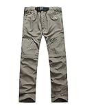 Echinodon Herren Zipp-Off Hose Schnelltrockende Outdoorhose Trekkinghose Wanderhose Sommerhose Funktionshose Khaki AsienXL