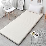 Xisnuient Japanische Bodenmatratze Futonmatratze Verdicken Tatami-Matte Futon Matratze Tragbar Aufrollbare Isomatte Dick Faltbar Schlafbettunterlage Für Studentenwohnheim (Beige,90x190cm)