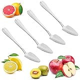 BESTONZON 4 Stücke Edelstahl Grapefruitlöffel Eislöffel Grapefruitbesteck Dessertlöffel Kiwilöffel Grapefruit Besteck Löffel mit Wellenschliff (Silber)